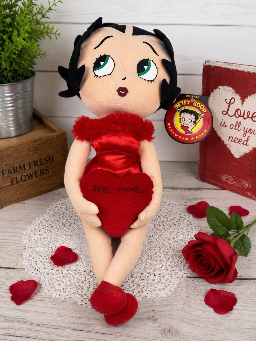 Betty Boop Be Mine Plush Doll Red Dress Heart Kellytoy 2015 16 Inch